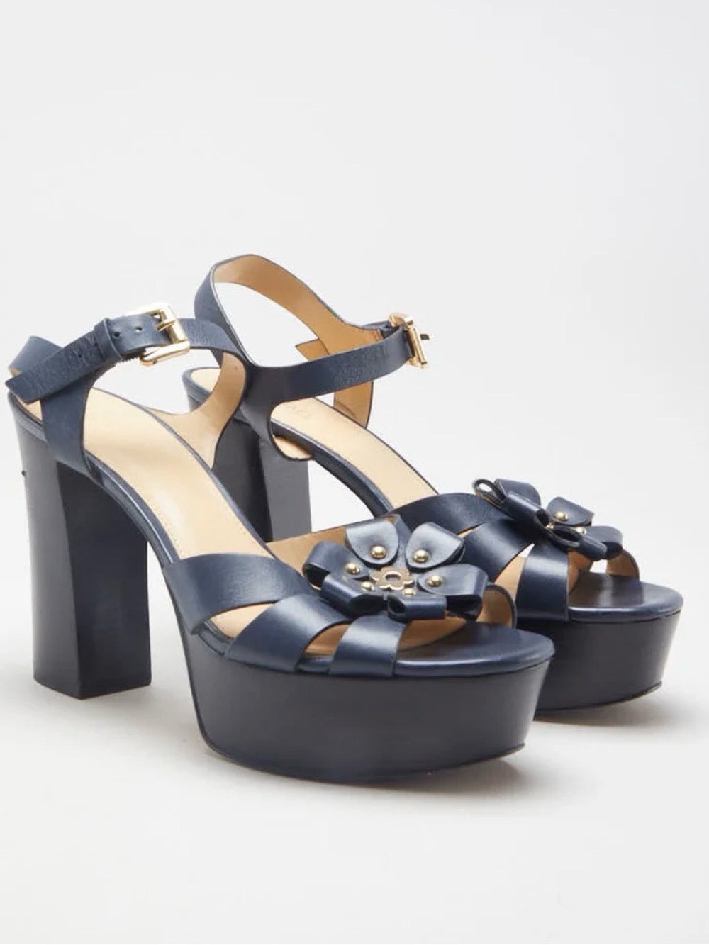 Michael Kors Black Floral Bow platform Heel Sandals